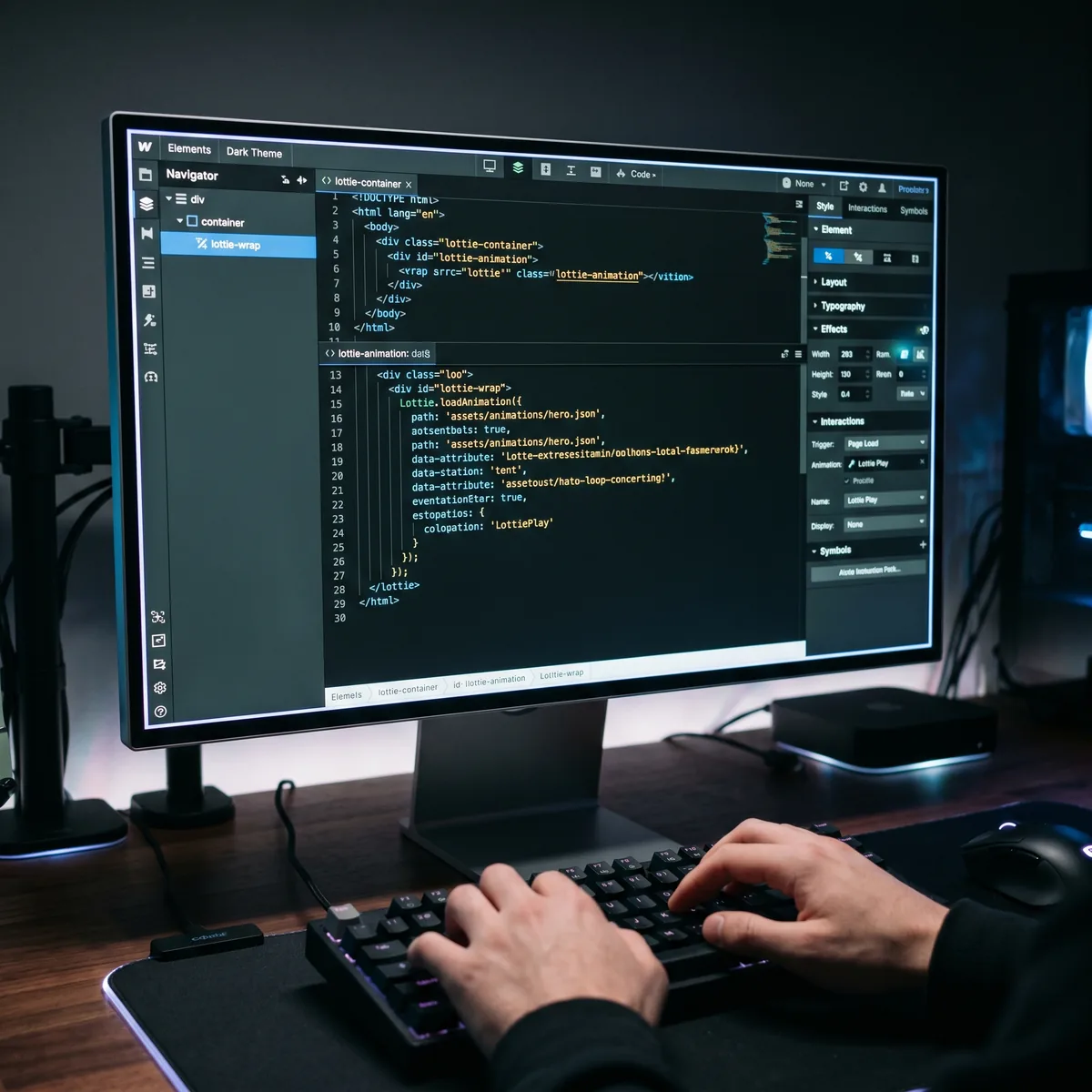 Intégration Lottie Webflow